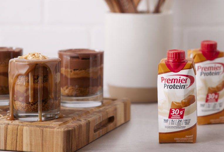 A few treats made with Premier Protein, and two tetra bottle of Premier Protein.