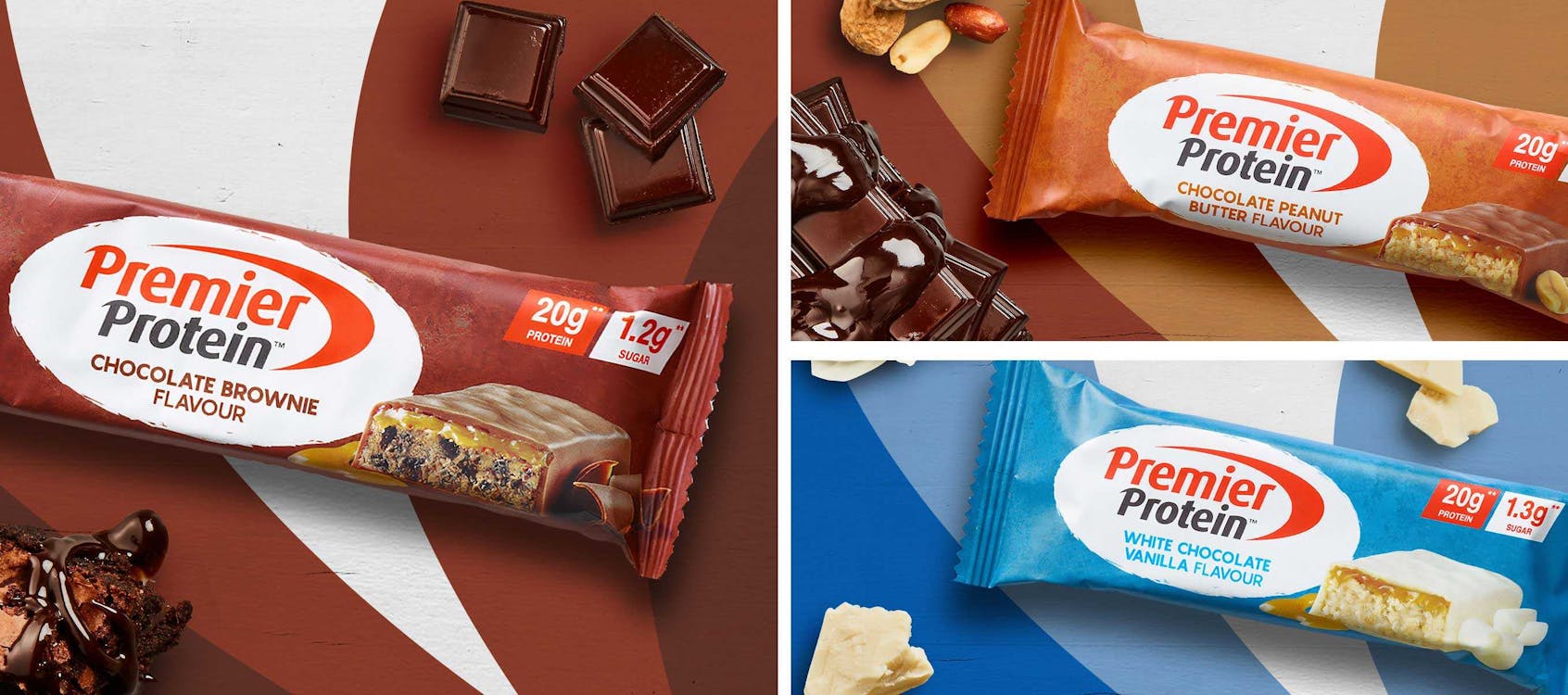 Photo of the Premier Protein Protein Bars Family.