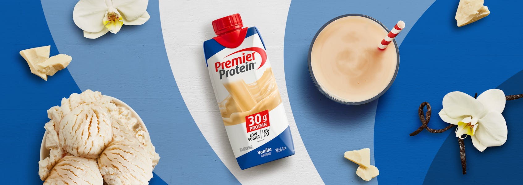 A photo of Premier Protein Vanilla Protein Shake.