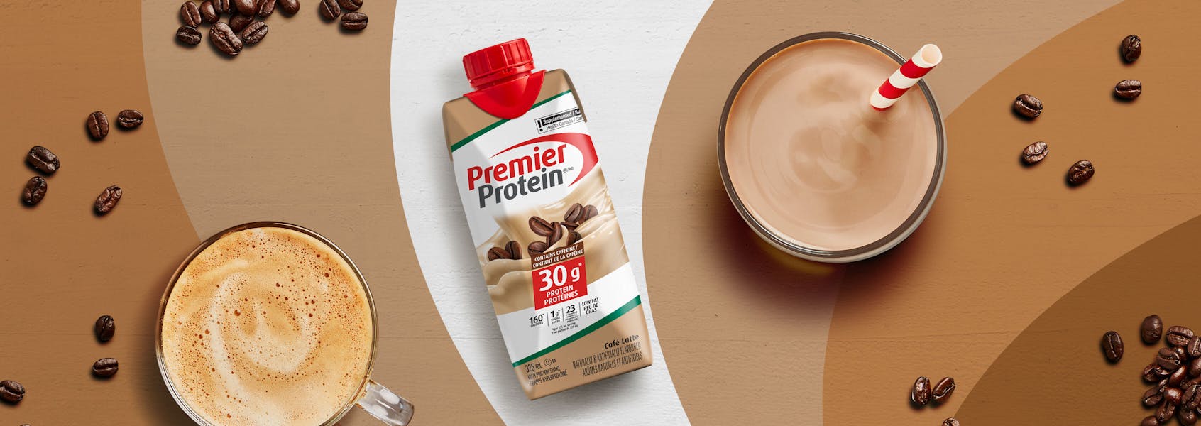 A photo of Premier Protein Café Latte Protein Shake.