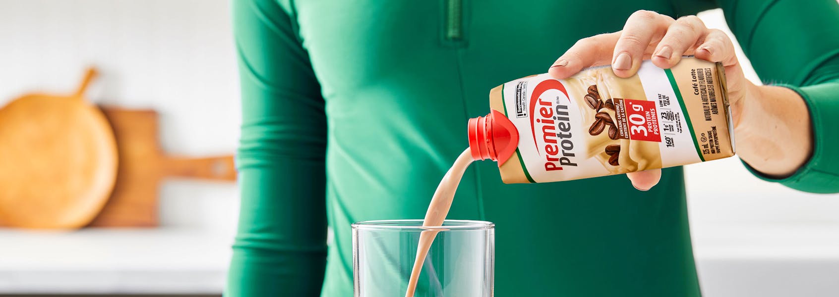 A photo of Premier Protein Café Latte Protein Shake.