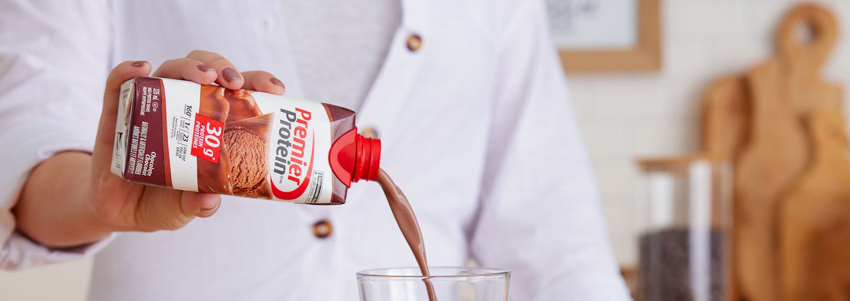 A photo of Premier Protein Chocolate Protein Shake.