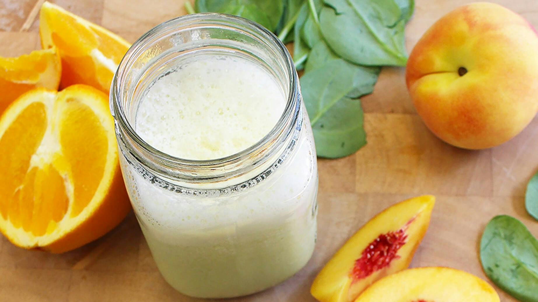 Recipe image for Peachy Green Smoothie.