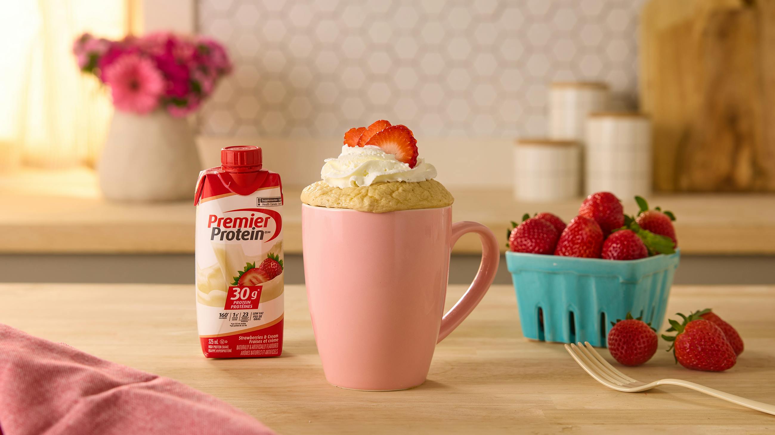 Recipe image for Shortcake aux fraises dans une tasse.