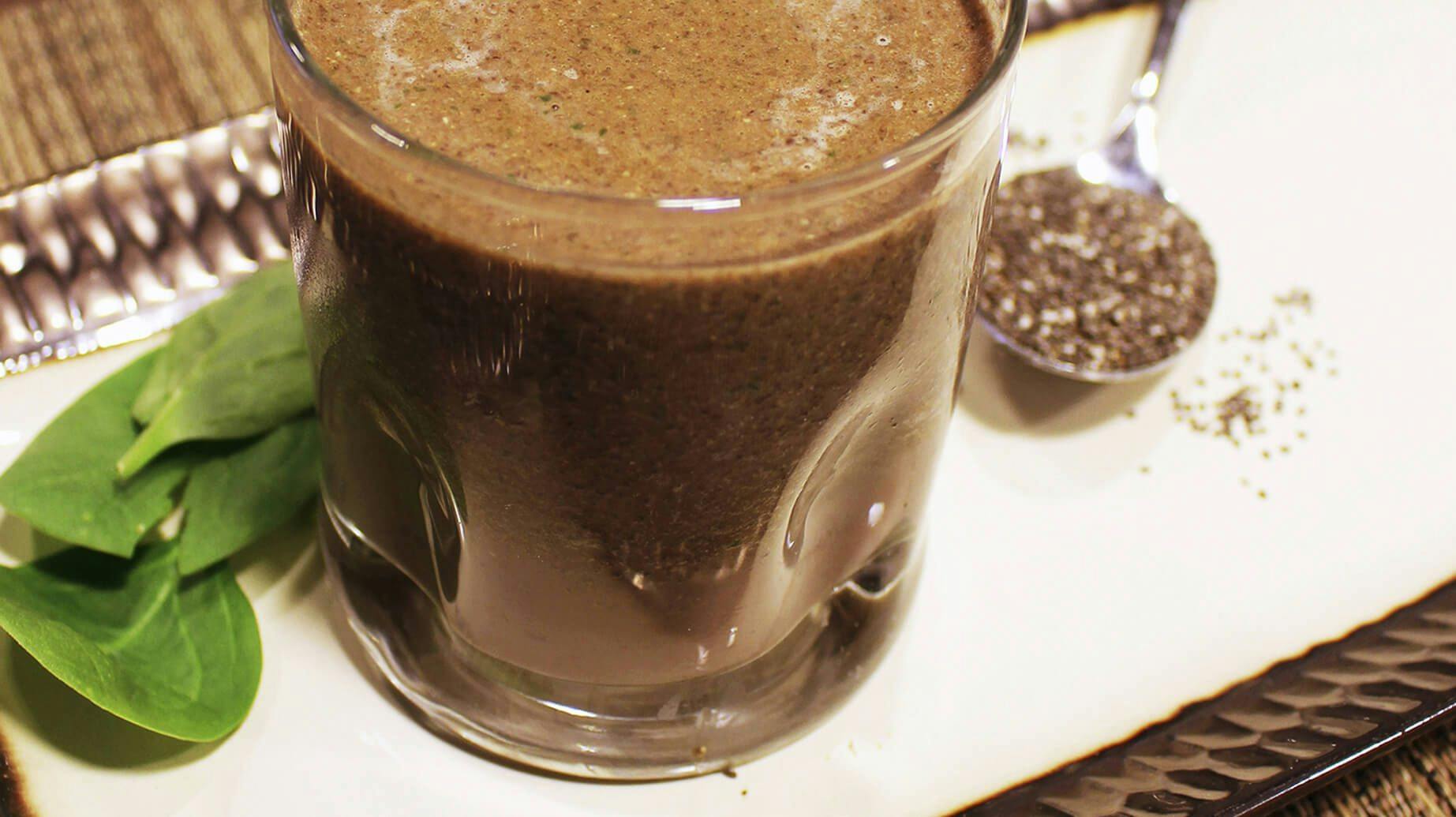 Recipe image for Smoothie au chocolat et au chia.