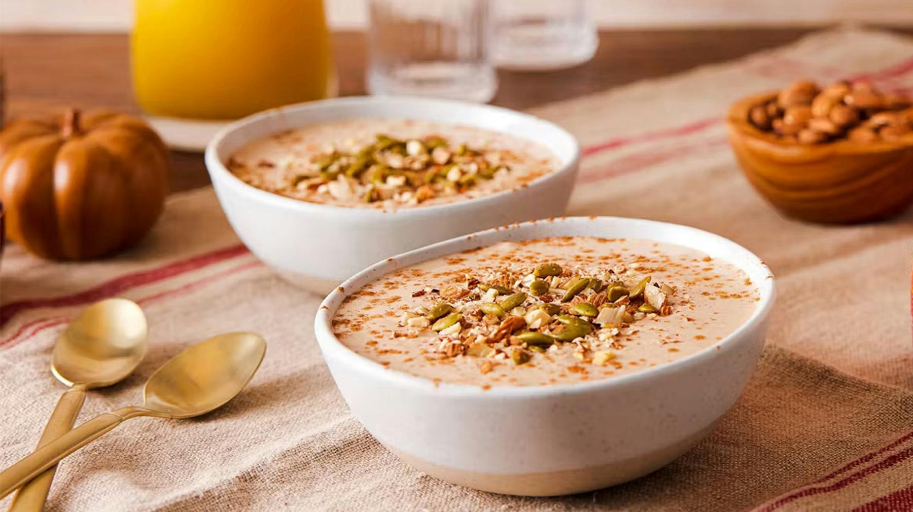Recipe image for Pumpkin Spice Protein Smoothie Bowls.