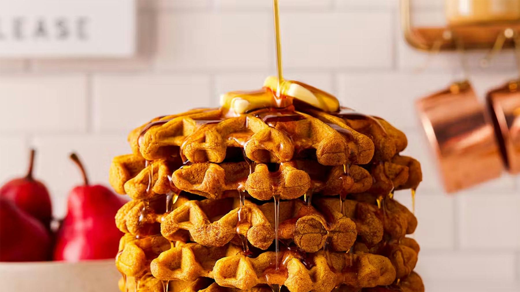 Recipe image for Pumpkin Spice Protein Waffles.