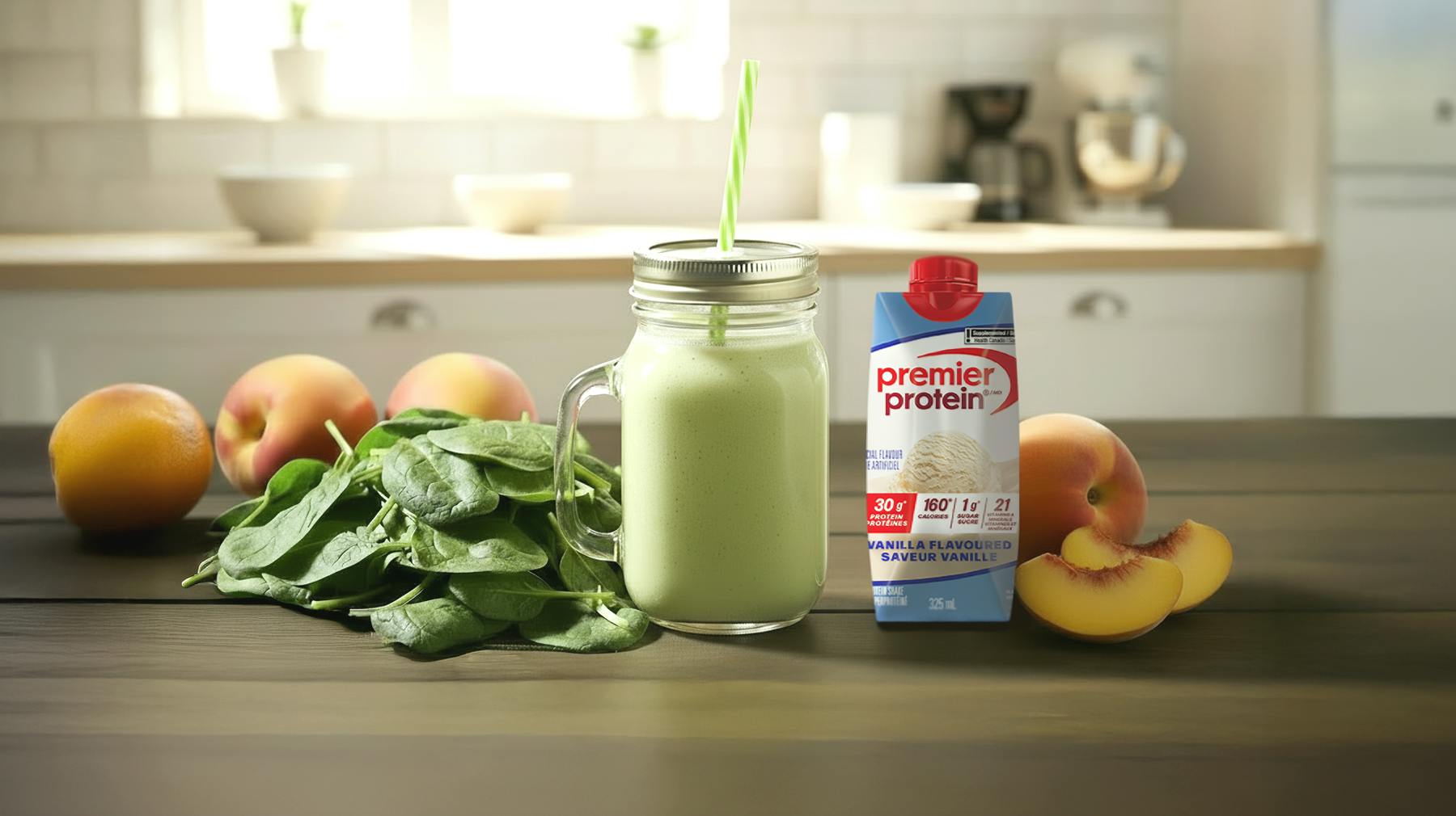 Recipe image for Peachy Green Smoothie.