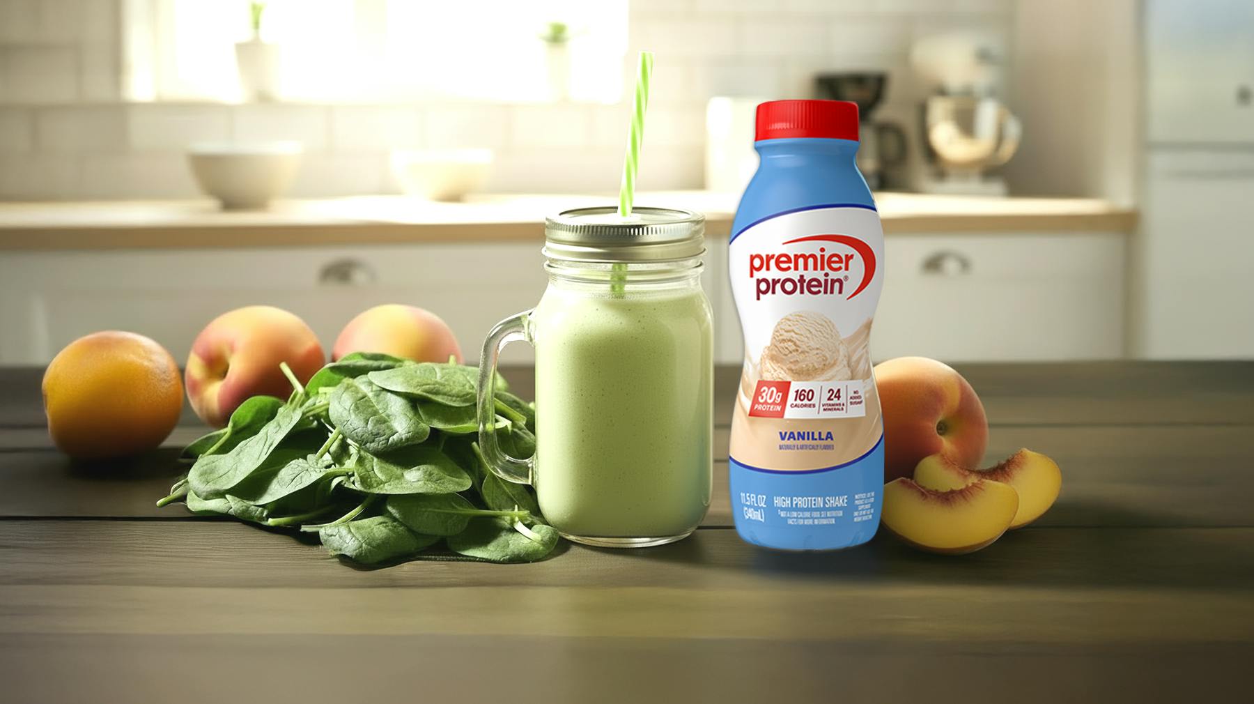 Recipe image for Peachy Green Smoothie.