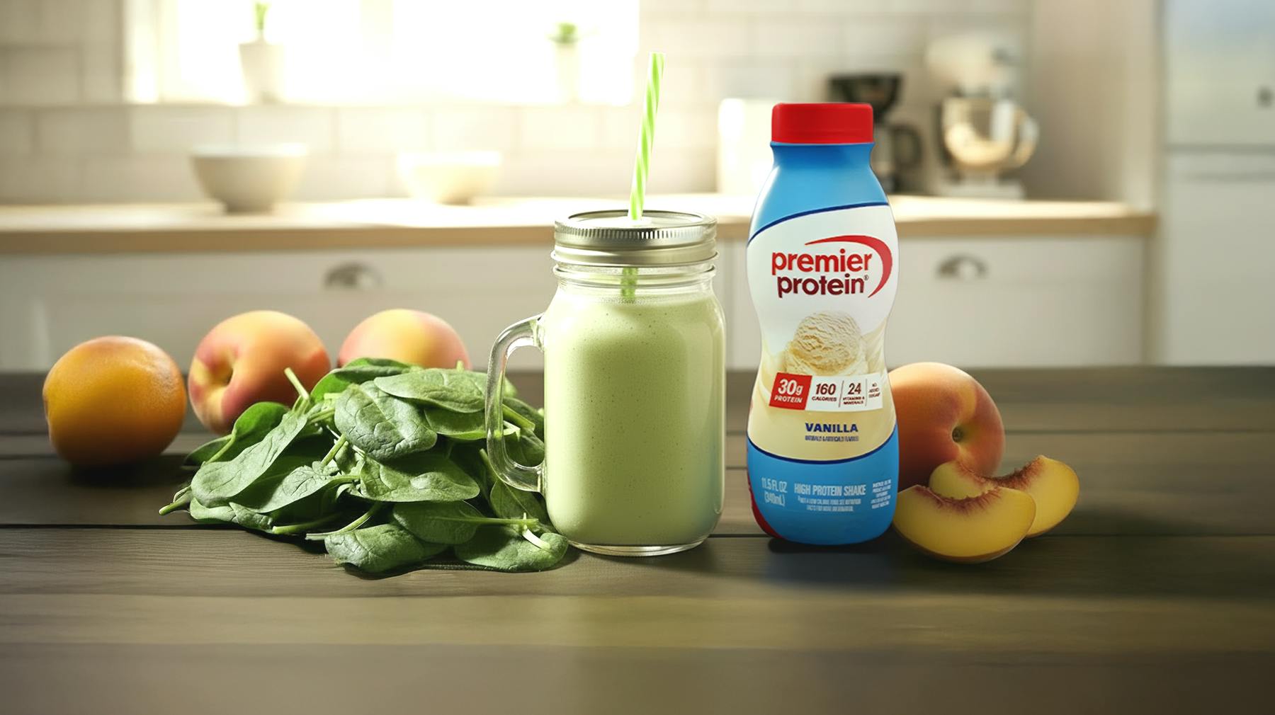 Recipe image for Peachy Green Smoothie.