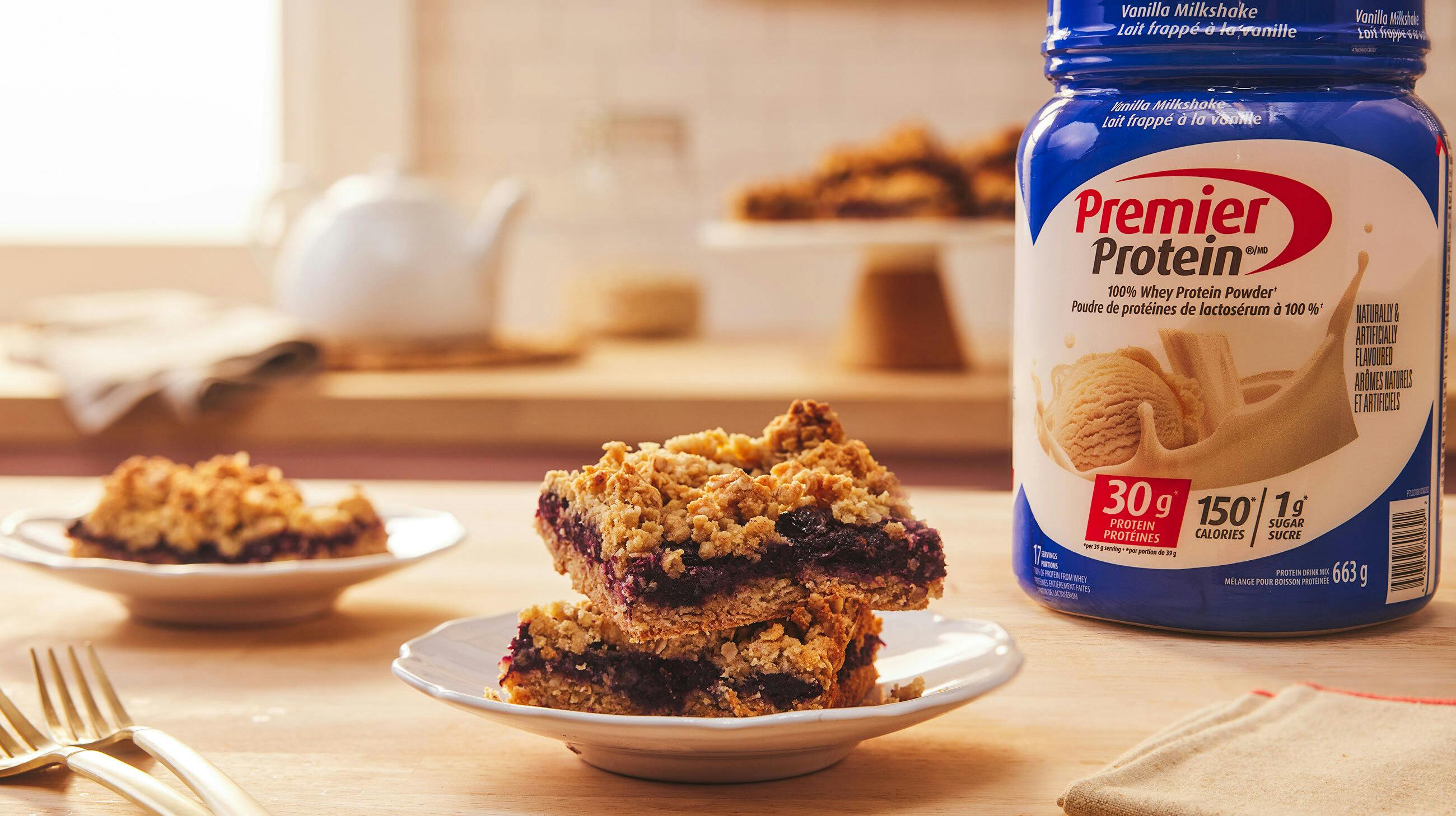Recipe image for Protein Berry Crumble Bars.