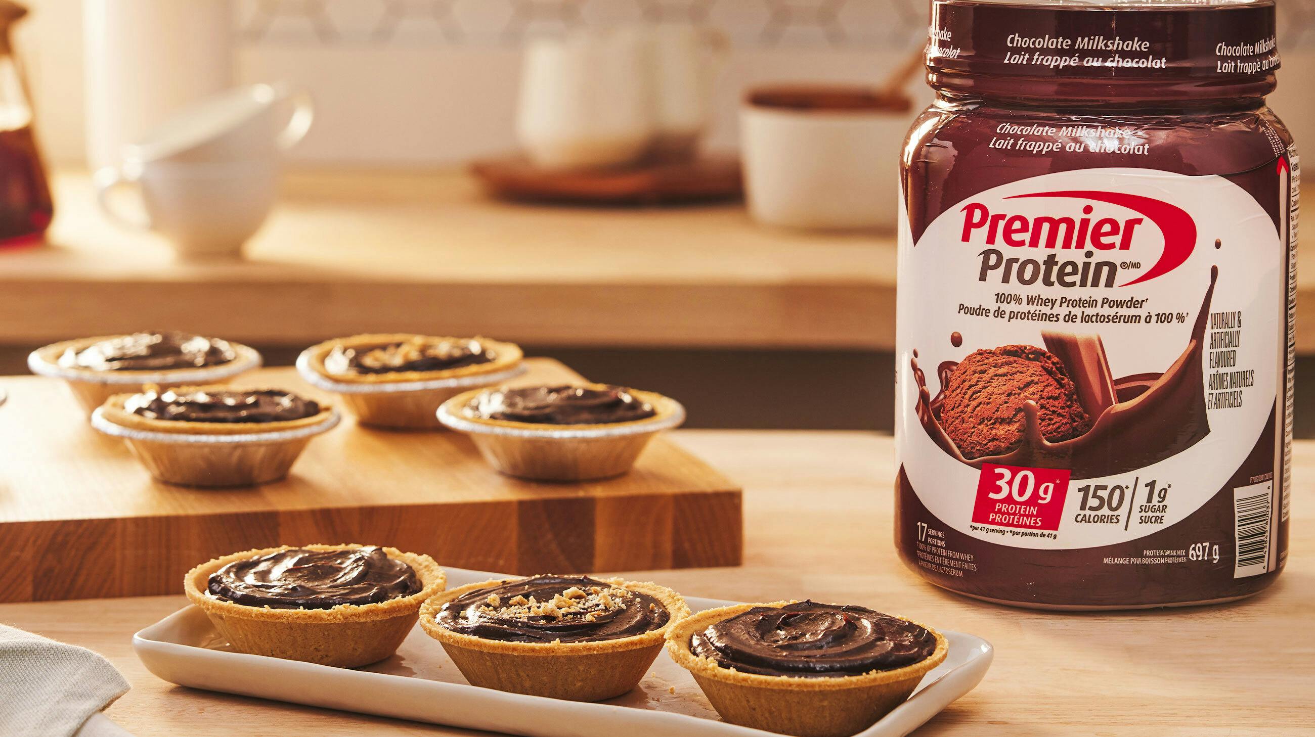 Recipe image for Mini Chocolate No Bake Protein Pies.