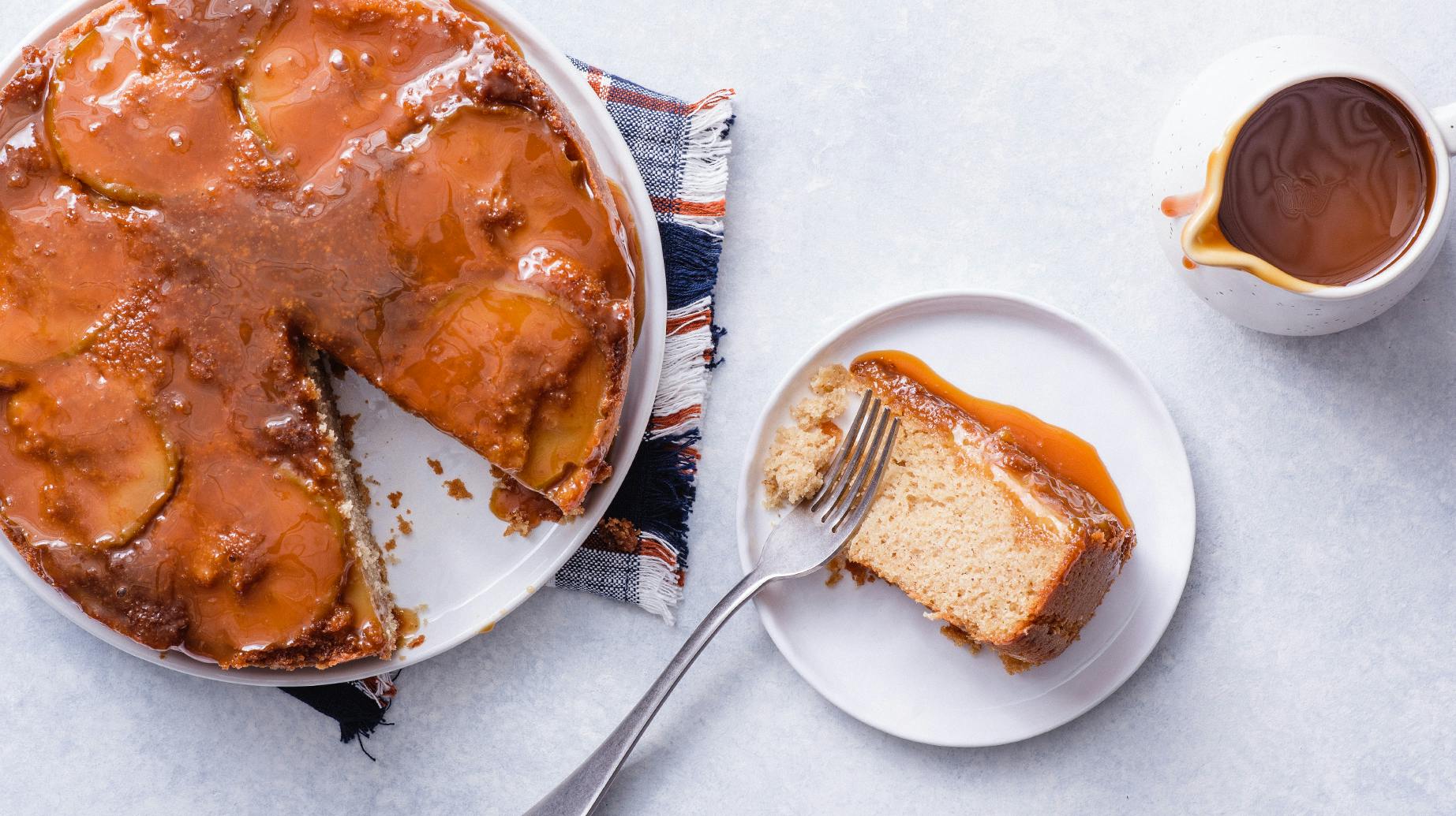Recipe image for Gluten Free Caramel Apple Upside Down Cake.