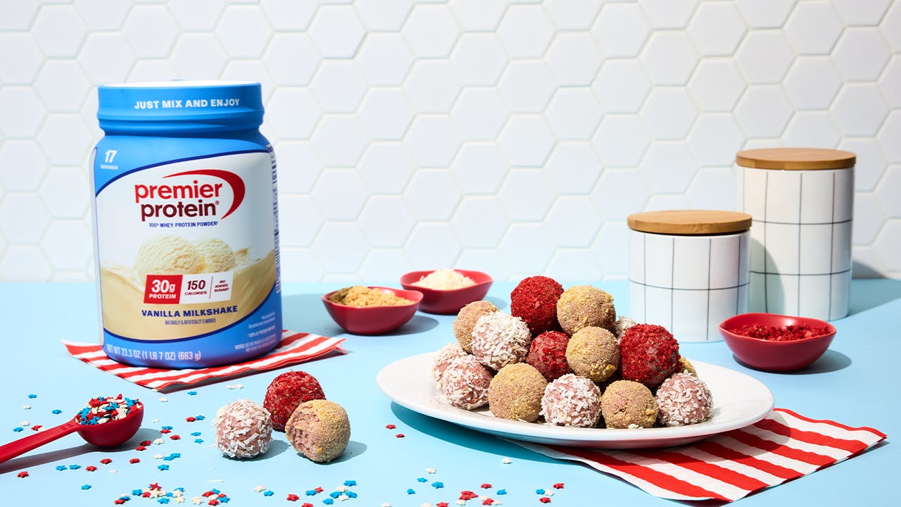 Recipe image for Raspberry Cheesecake Protein Balls.