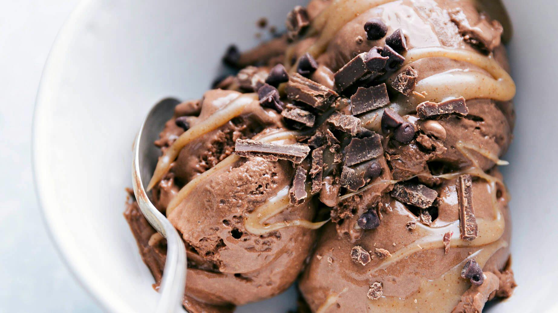 Recipe image for Chocolate Ice Cream With Caramel Sauce.